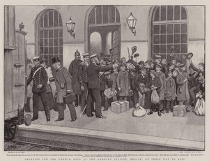 Recruits for the German Navy at the Lehrter Station, Berlin, on their Way to Kiel